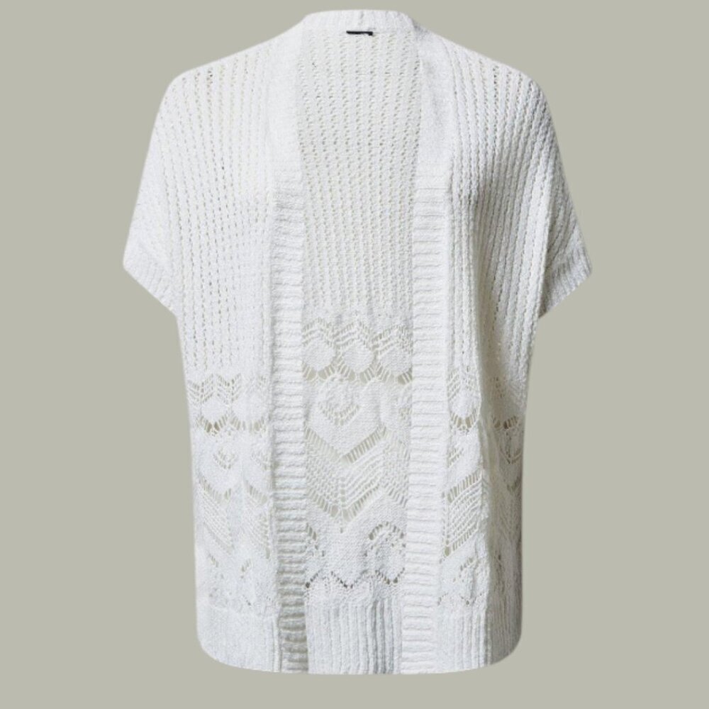 Torrid Open Stitch White Cardigan Poncho Sweater Short Sleeves 3/4 = 22/24 NWT - Picture 2 of 16